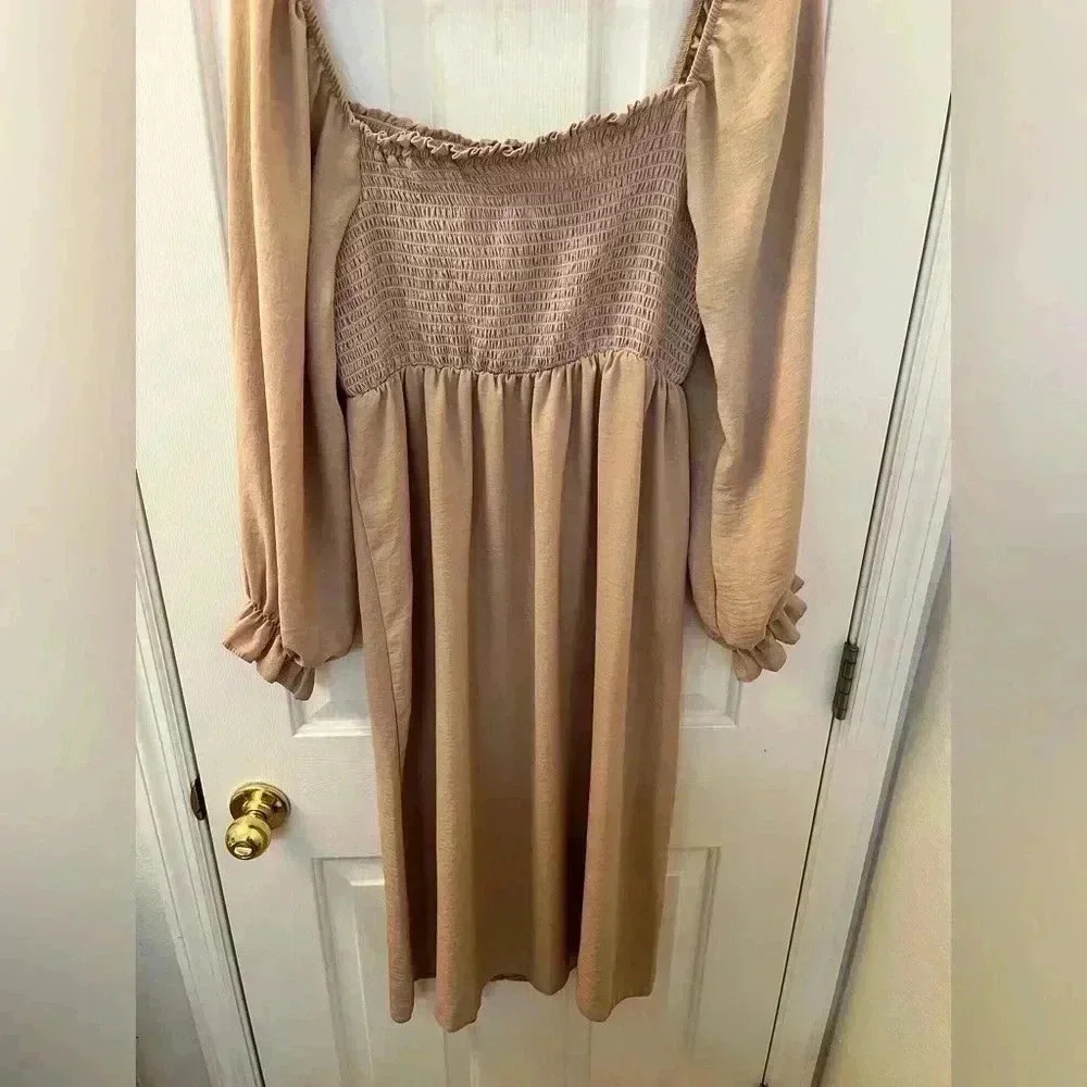 New Look ASOS Shirred Square-Neck Midi Dress / size 10 - Picture 3 of 4